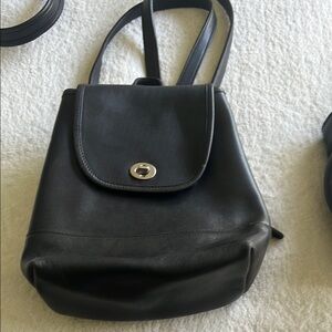 Coach Black Leather Backpack with Minimalist Elegance Vintage
